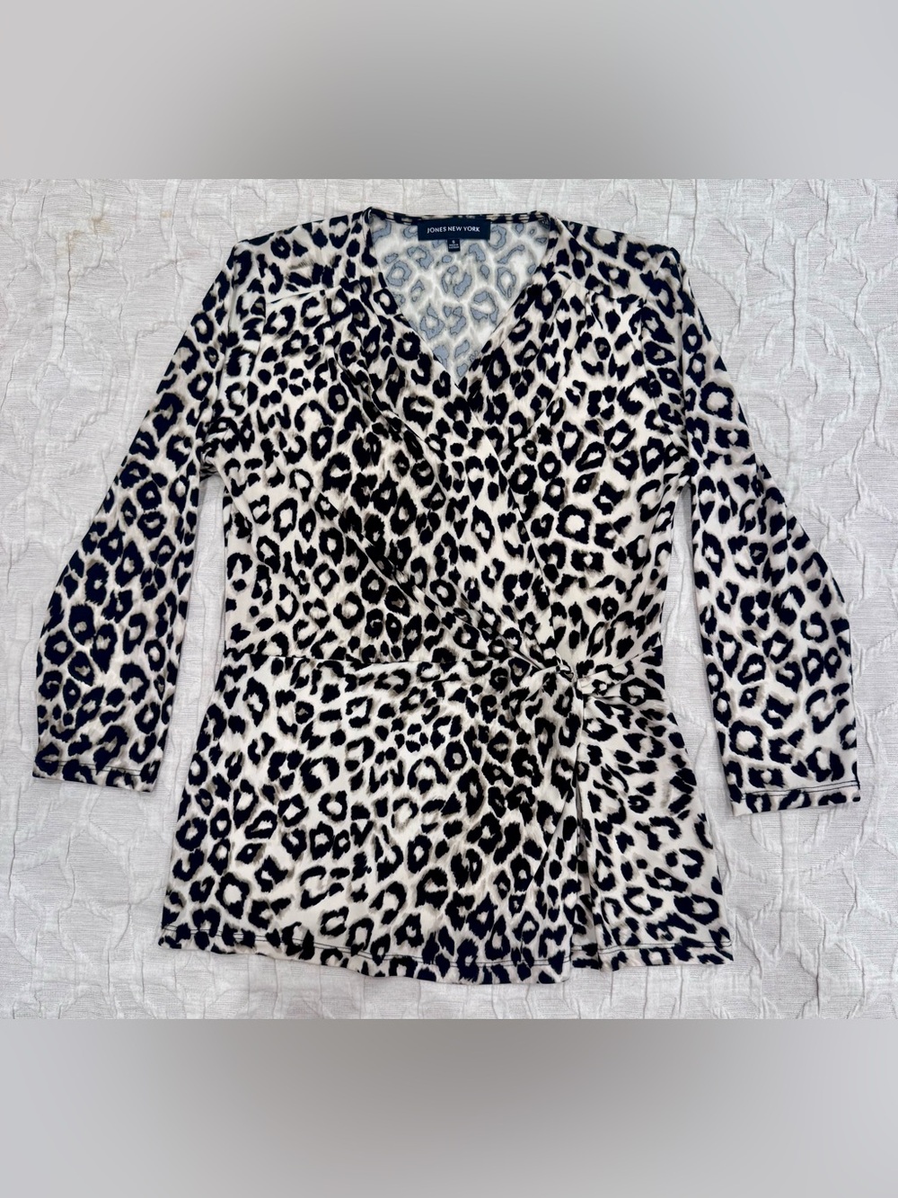 Jones New York Leopard Print Wrap V-Neck Top